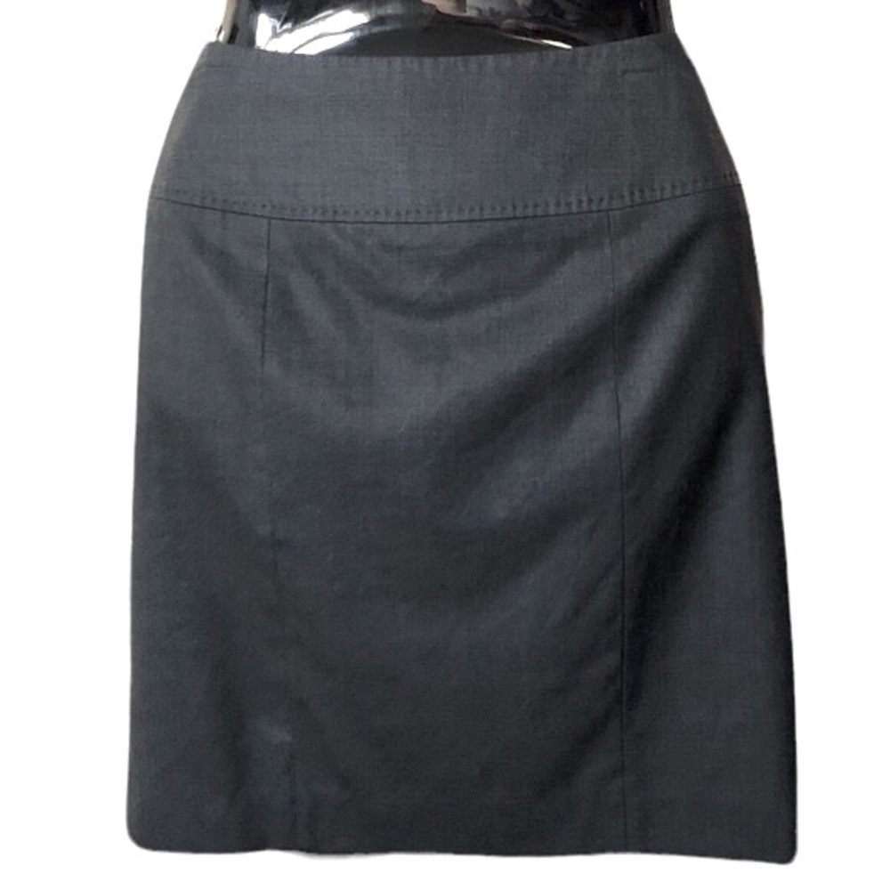JNY Grey Pencil Skirt Stretch Back Slit Jones New York​​​​